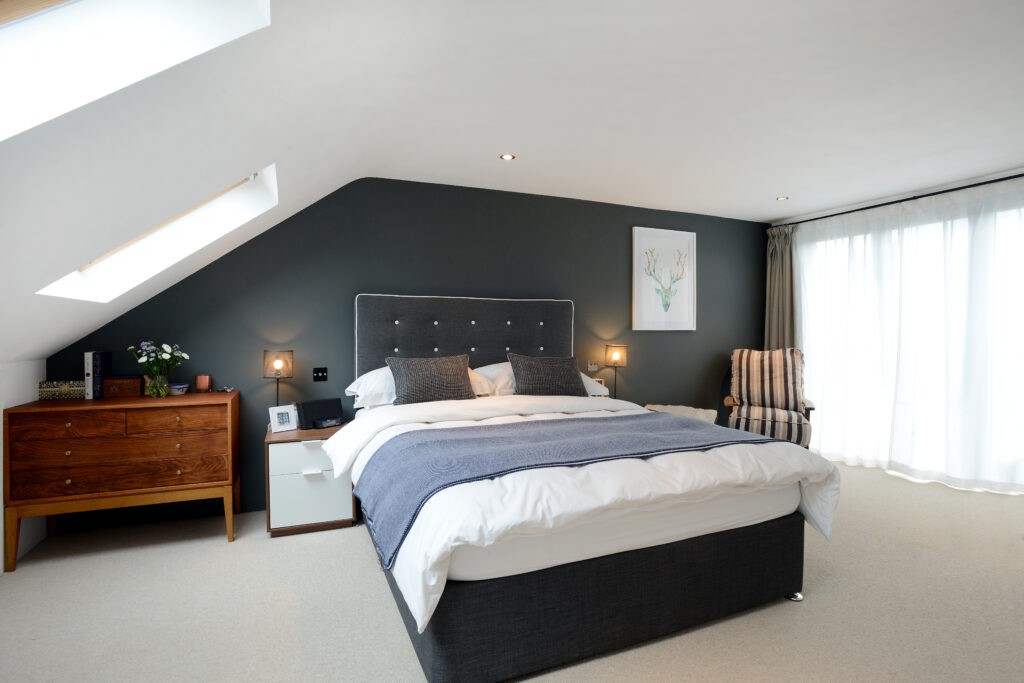 Skylights add natural light to a loft conversion.