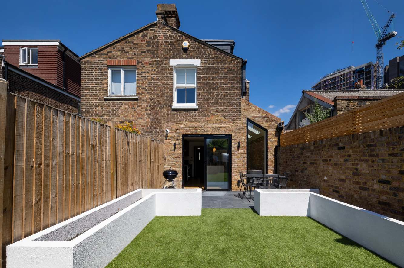 Herringbone maple wood flooring in the Antill Road kitchen extension