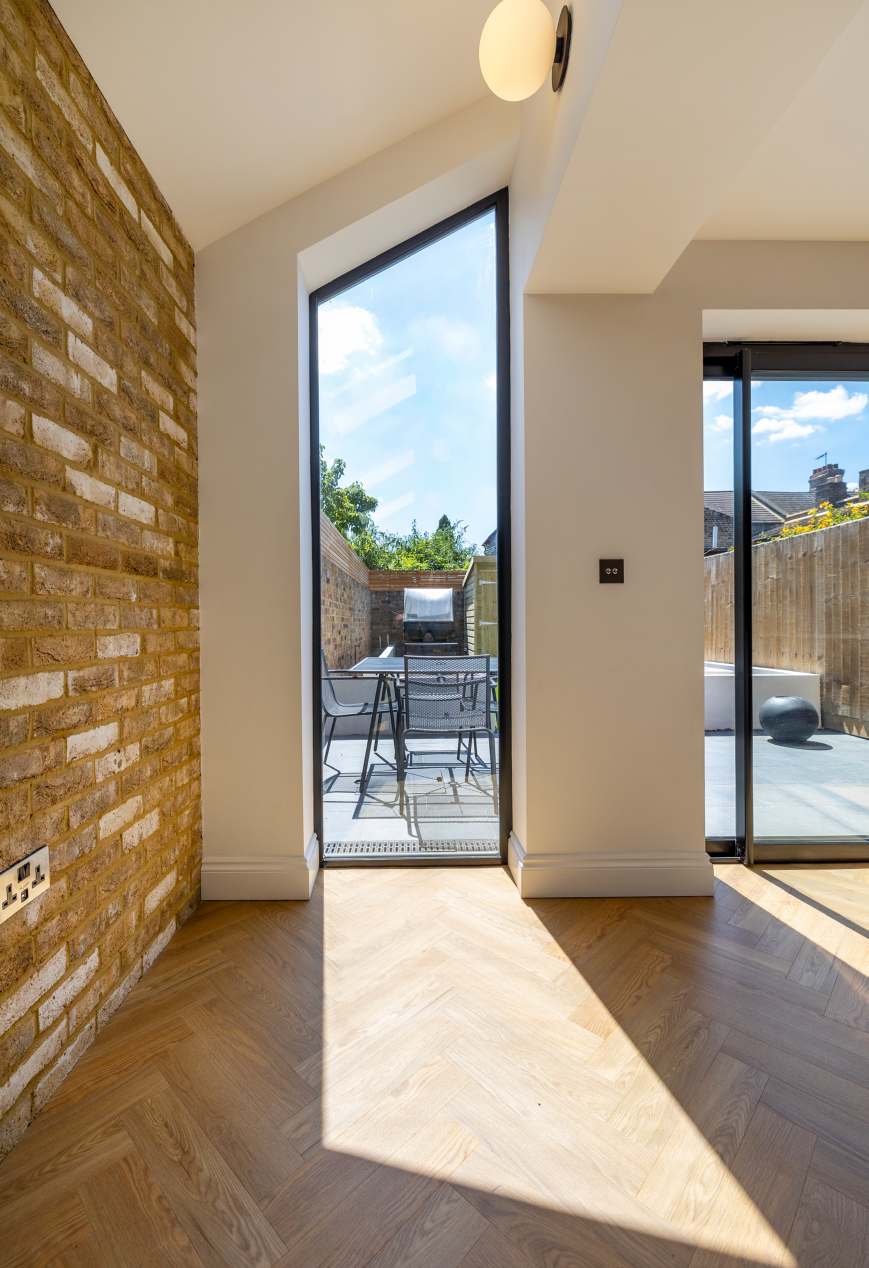 Patio doors opening onto the garden at Antill Road N15
