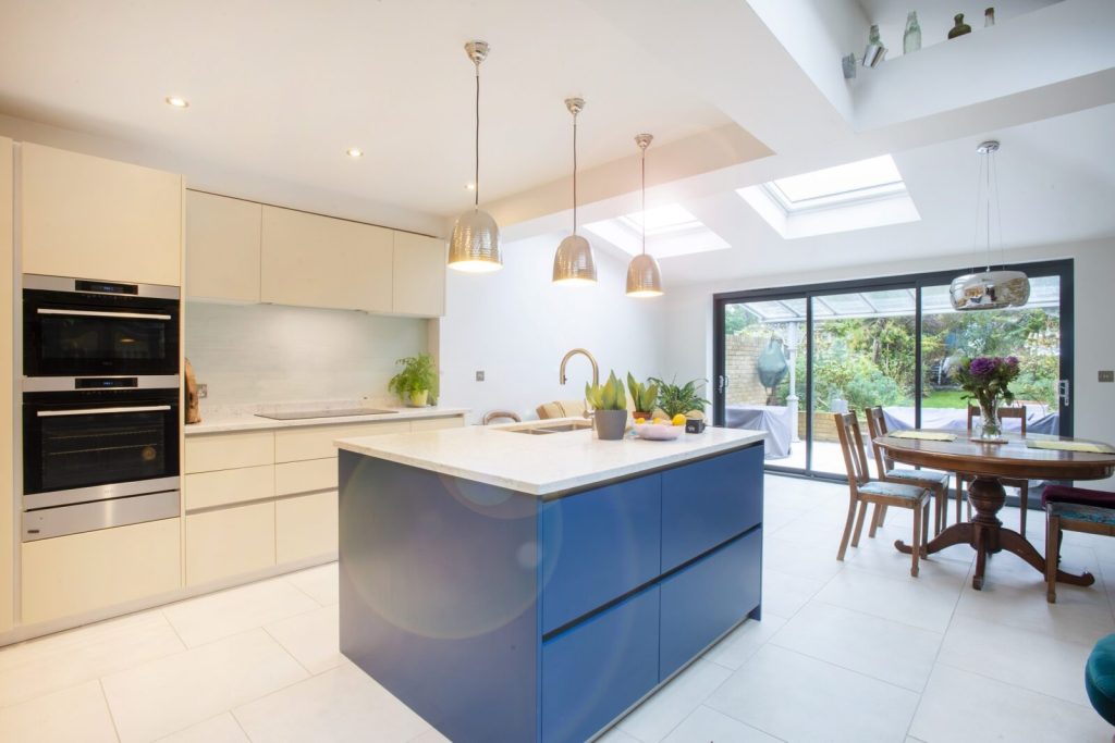 Kitchen island in an open-plan room