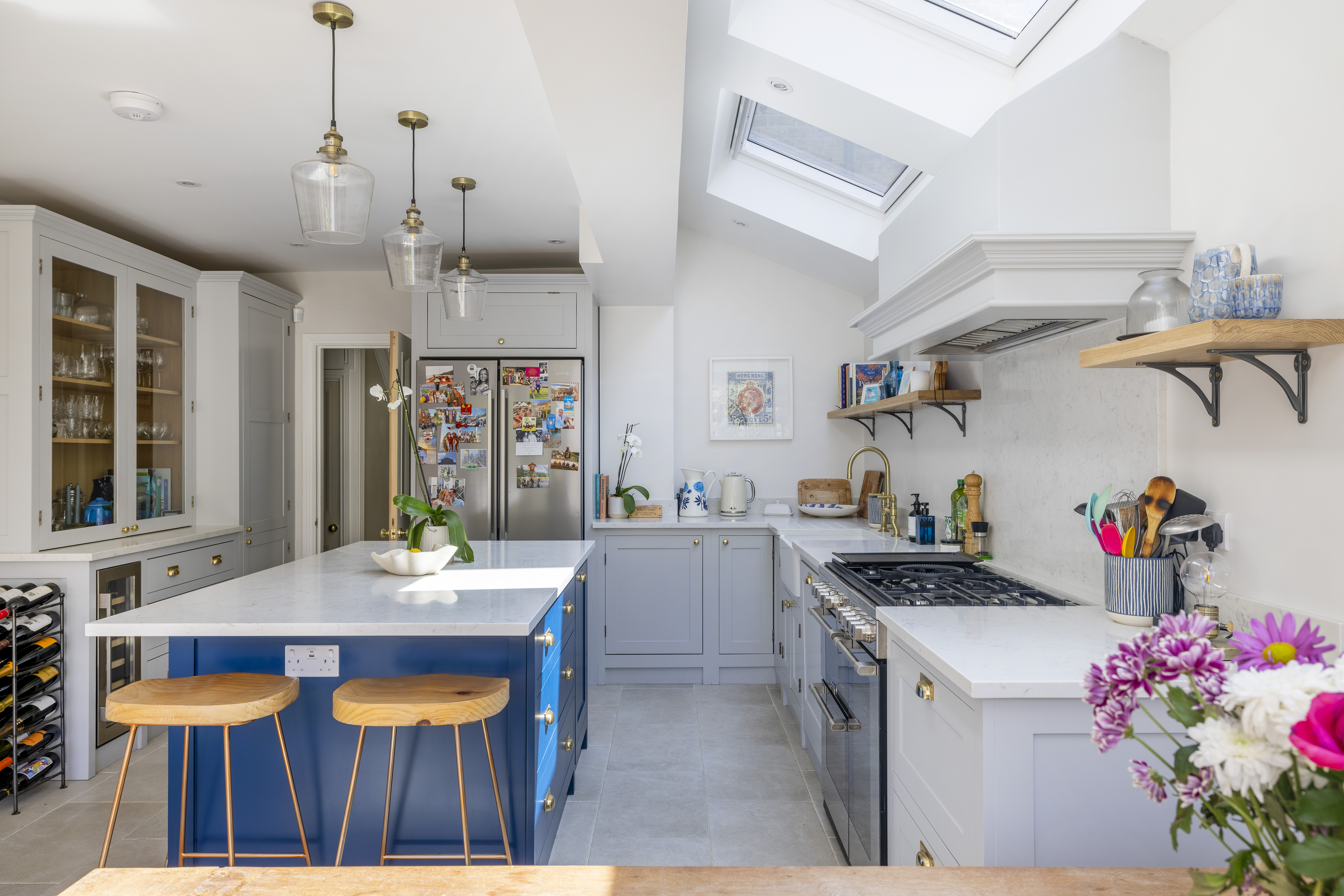 Before and after of the Milton Road extension, from dark narrow kitchen to bright side and rear extension