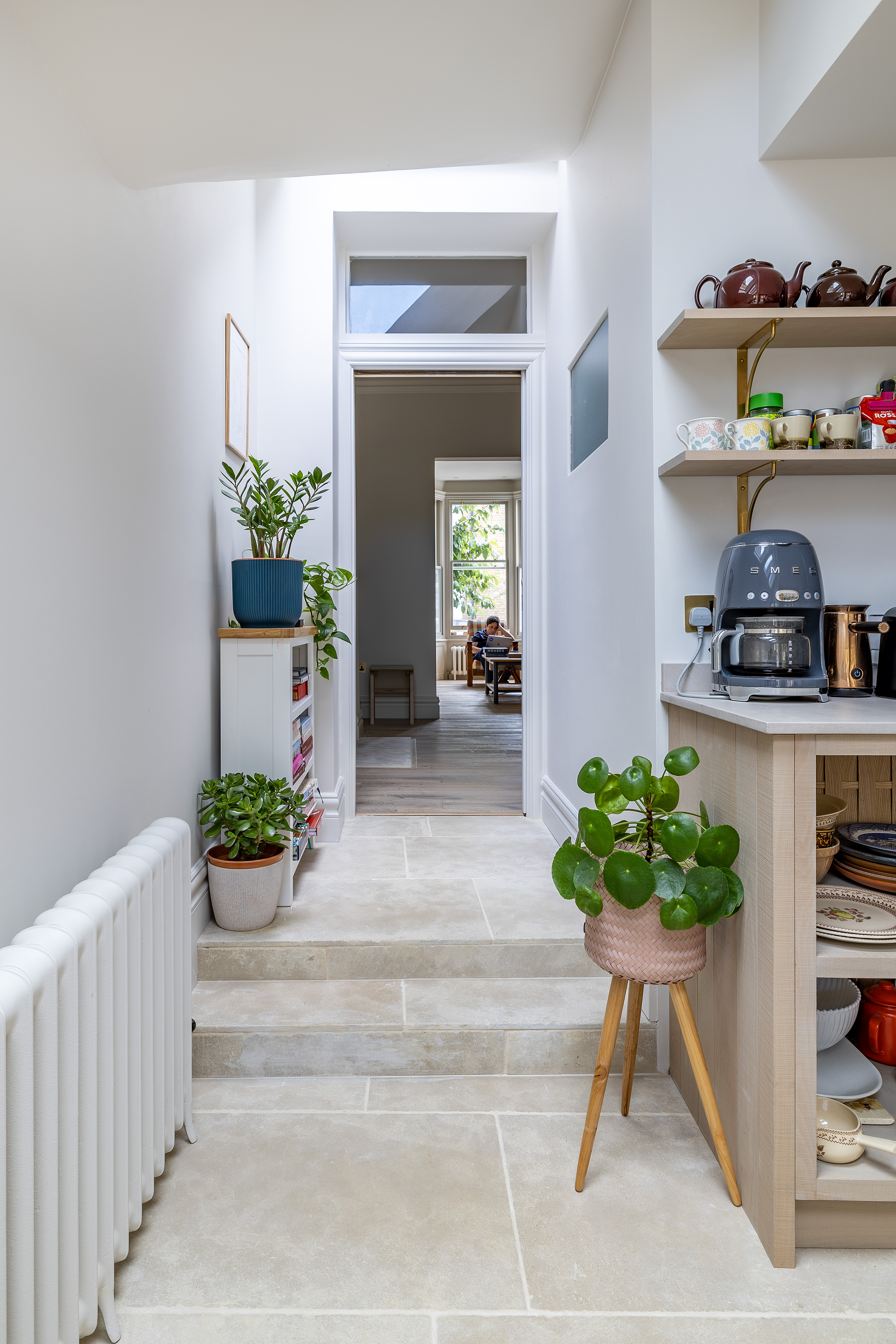 Open shelving and deVOL kitchen cabinetry at Lidfield Road N16